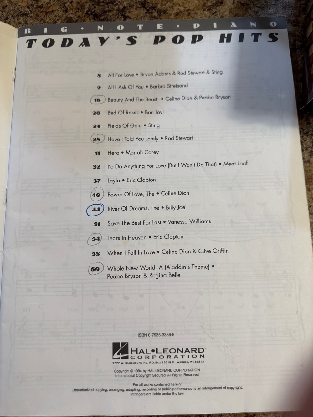 Hal Leonard Today's Pop Hits Piano Book 1994 - Picture 3 of 9